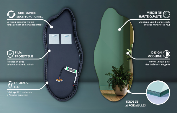 Ausgefallene spiegel mit led 45x100 cm