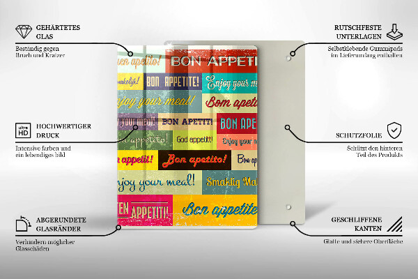 Glas Ceranfeldabdeckung Untertitel Guten Appetit Sprachen
