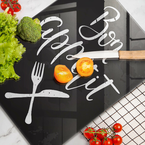 Glas Ceranfeldabdeckung Bon appetit-Inschrift