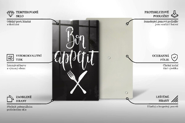 Glas Ceranfeldabdeckung Bon appetit-Inschrift