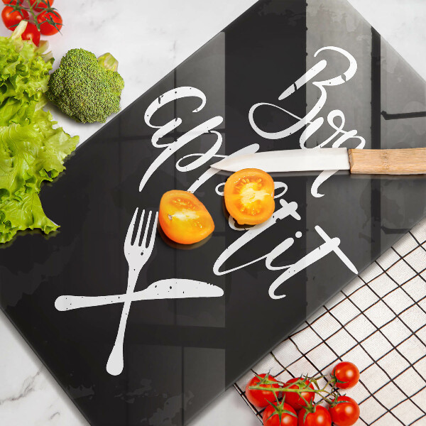 Glas Ceranfeldabdeckung Bon appetit-Inschrift