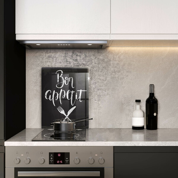 Glas Ceranfeldabdeckung Bon appetit-Inschrift
