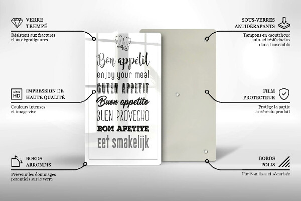 Glas Ceranfeldabdeckung Kücheninschrift Spruch