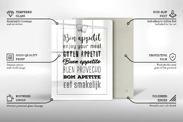 Glas Ceranfeldabdeckung Kücheninschrift Spruch