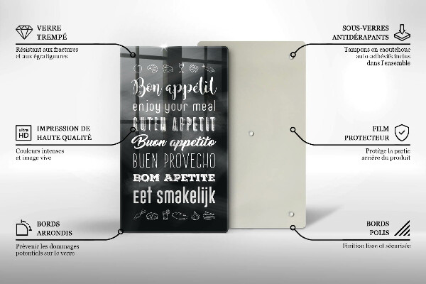 Glas Ceranfeldabdeckung Kücheninschrift Spruch