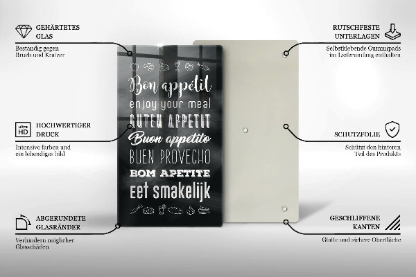 Glas Ceranfeldabdeckung Kücheninschrift Spruch