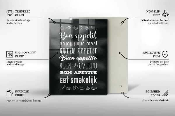 Glas Ceranfeldabdeckung Kücheninschrift Spruch