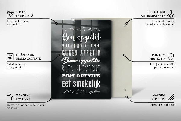 Glas Ceranfeldabdeckung Kücheninschrift Spruch