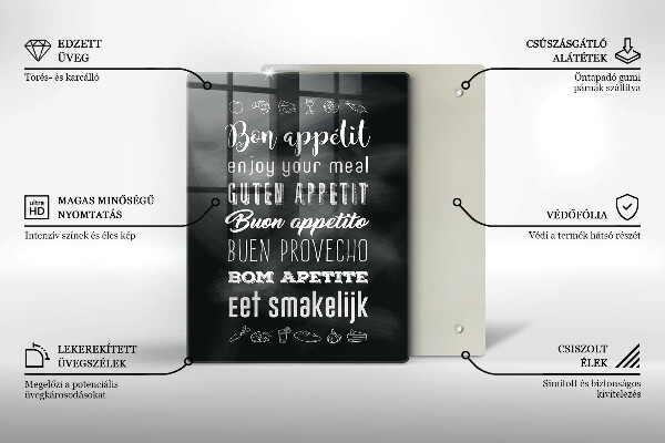 Glas Ceranfeldabdeckung Kücheninschrift Spruch