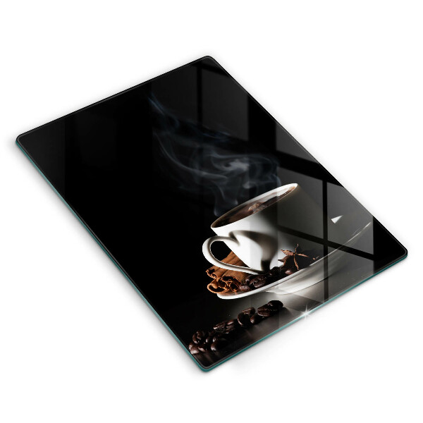 Glas Ceranfeldabdeckung Eine Tasse heißen Kaffee