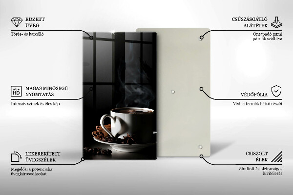 Glas Ceranfeldabdeckung Eine Tasse heißen Kaffee