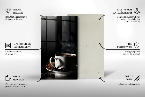 Glas Ceranfeldabdeckung Eine Tasse heißen Kaffee