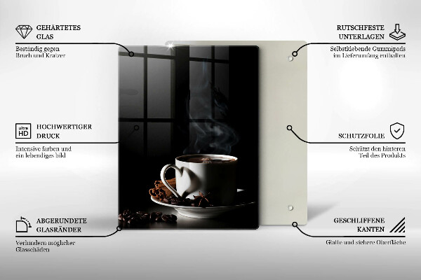 Glas Ceranfeldabdeckung Eine Tasse heißen Kaffee