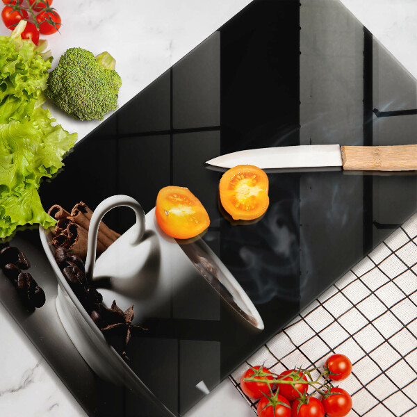 Glas Ceranfeldabdeckung Eine Tasse heißen Kaffee