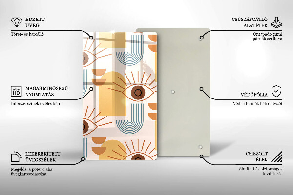 Glas Ceranfeldabdeckung Boho-Augenmuster
