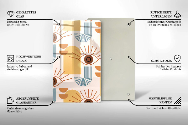 Glas Ceranfeldabdeckung Boho-Augenmuster