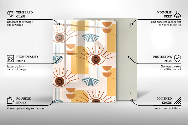 Glas Ceranfeldabdeckung Boho-Augenmuster