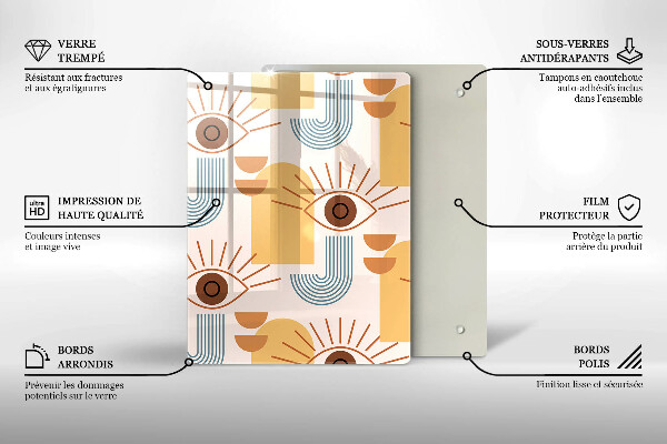Glas Ceranfeldabdeckung Boho-Augenmuster