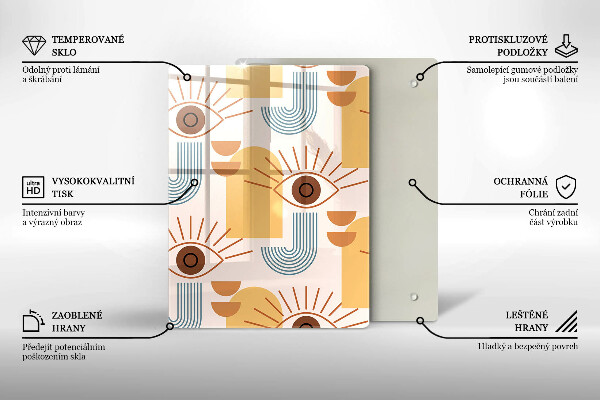 Glas Ceranfeldabdeckung Boho-Augenmuster