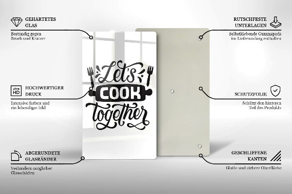 Glas Ceranfeldabdeckung Let's cook together