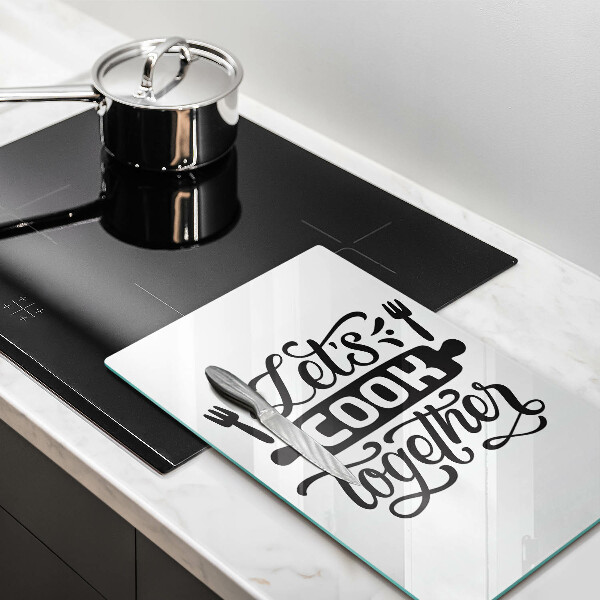 Glas Ceranfeldabdeckung Let's cook together