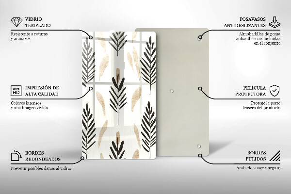 Glas Ceranfeldabdeckung Boho-Pflanzen