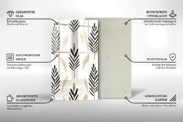 Glas Ceranfeldabdeckung Boho-Pflanzen