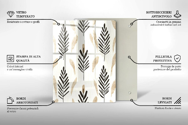 Glas Ceranfeldabdeckung Boho-Pflanzen