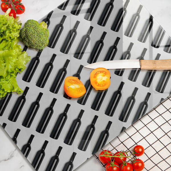 Glas Ceranfeldabdeckung Schwarze Weinflaschen