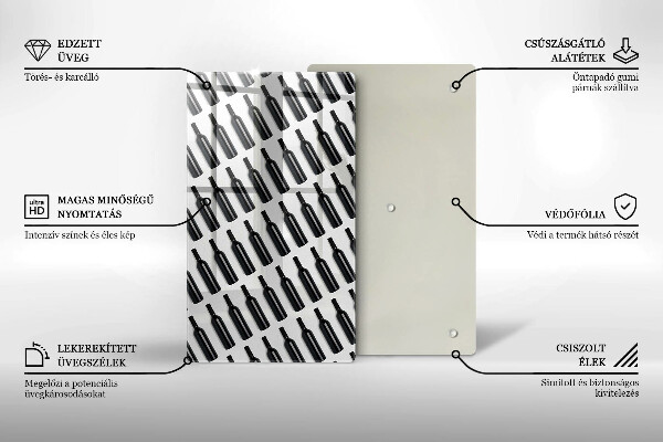 Glas Ceranfeldabdeckung Schwarze Weinflaschen