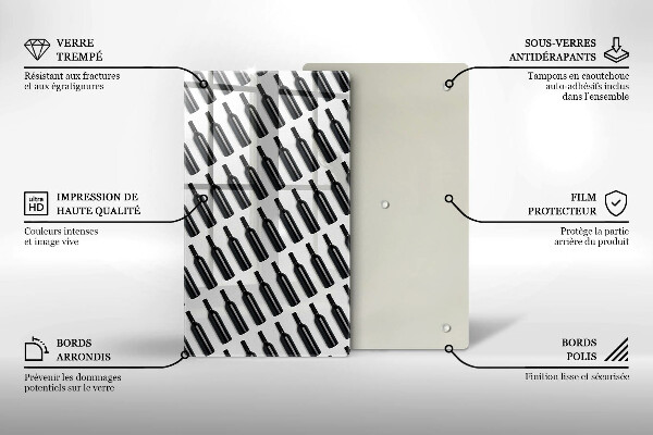Glas Ceranfeldabdeckung Schwarze Weinflaschen