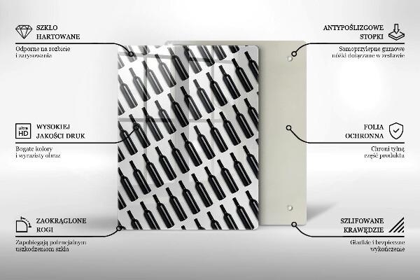 Glas Ceranfeldabdeckung Schwarze Weinflaschen