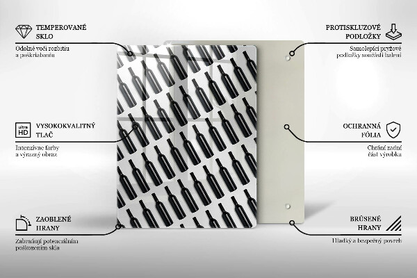 Glas Ceranfeldabdeckung Schwarze Weinflaschen