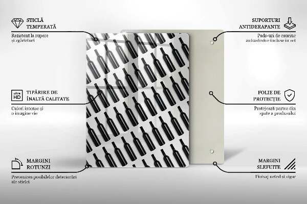 Glas Ceranfeldabdeckung Schwarze Weinflaschen