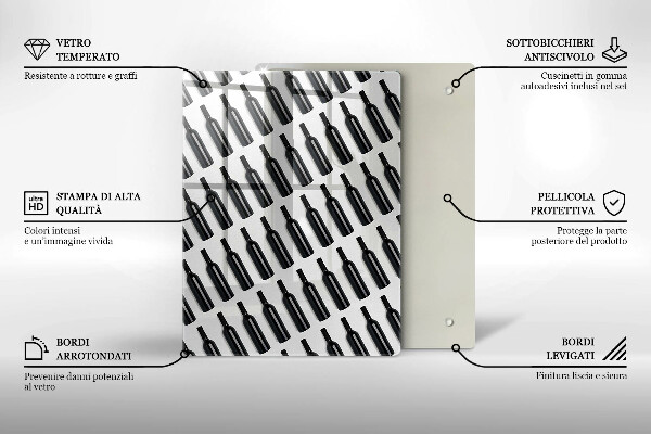 Glas Ceranfeldabdeckung Schwarze Weinflaschen