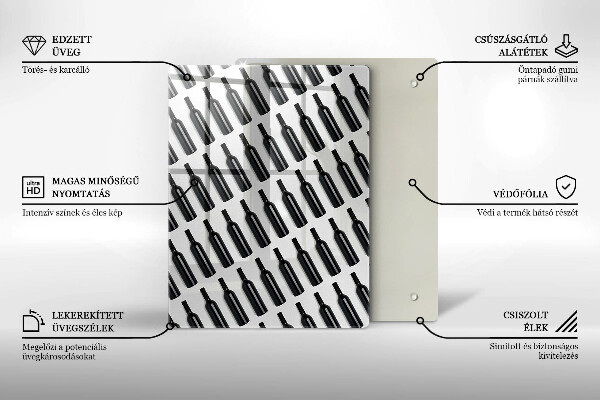 Glas Ceranfeldabdeckung Schwarze Weinflaschen