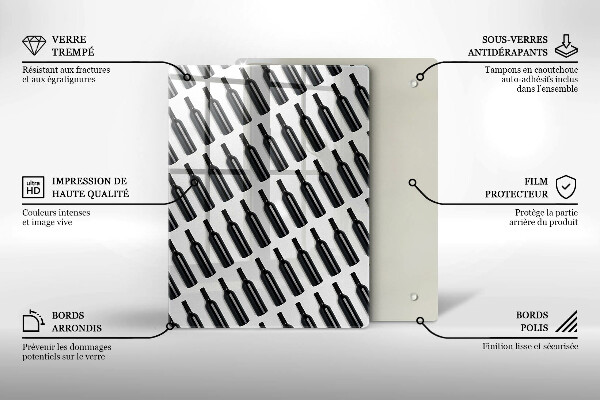 Glas Ceranfeldabdeckung Schwarze Weinflaschen