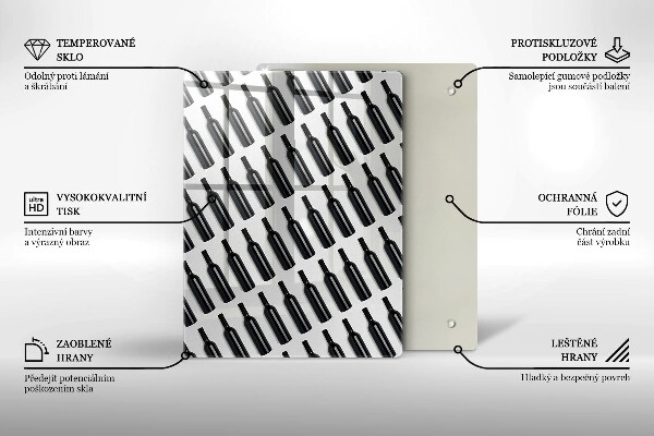 Glas Ceranfeldabdeckung Schwarze Weinflaschen