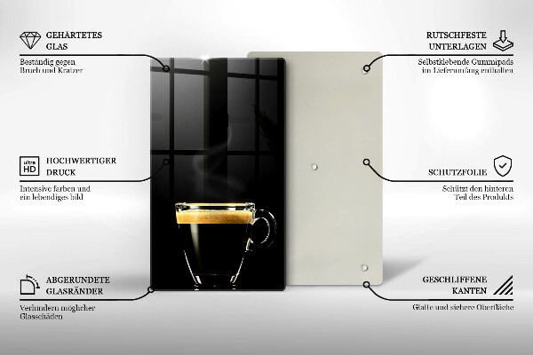 Glas Ceranfeldabdeckung Ein Glas schwarzen Kaffee