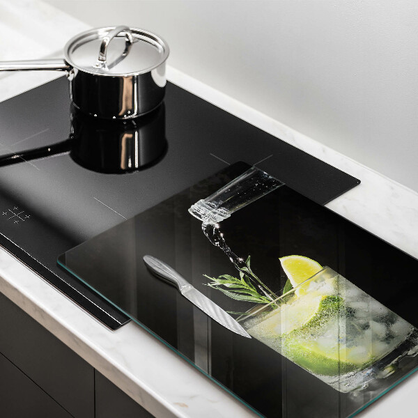 Glas Ceranfeldabdeckung Ein Glas Wasser