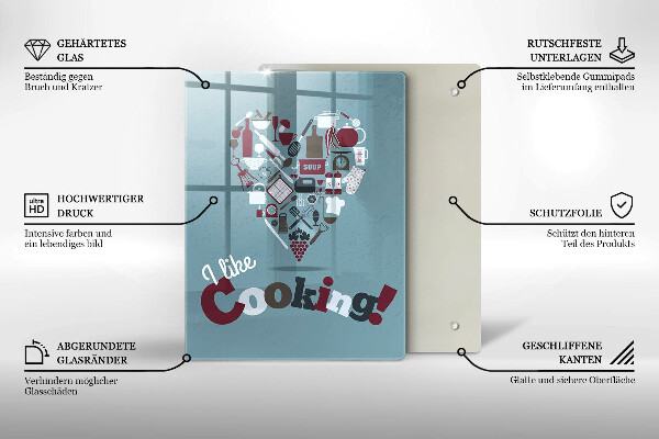 Glas Ceranfeldabdeckung I like cooking