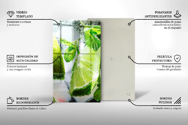 Glas Ceranfeldabdeckung Wasser mit Limette und Eis