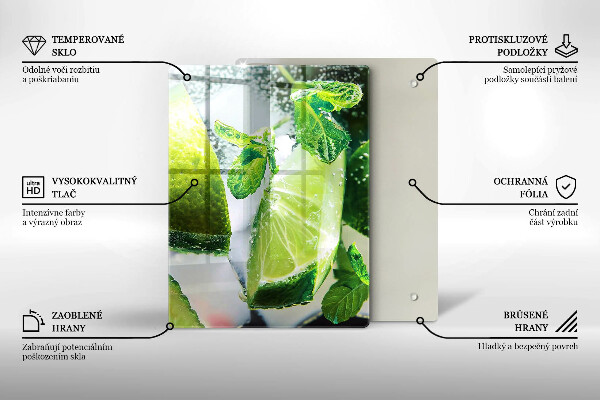 Glas Ceranfeldabdeckung Wasser mit Limette und Eis