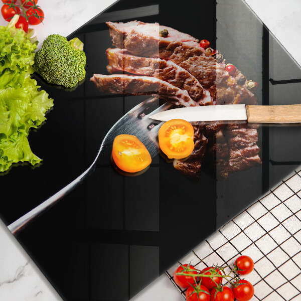 Glas Ceranfeldabdeckung Fleisch auf einer Gabel