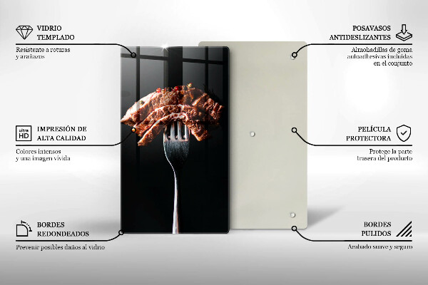 Glas Ceranfeldabdeckung Fleisch auf einer Gabel