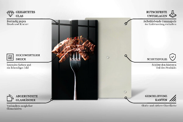 Glas Ceranfeldabdeckung Fleisch auf einer Gabel