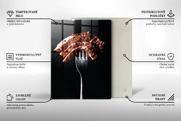 Glas Ceranfeldabdeckung Fleisch auf einer Gabel