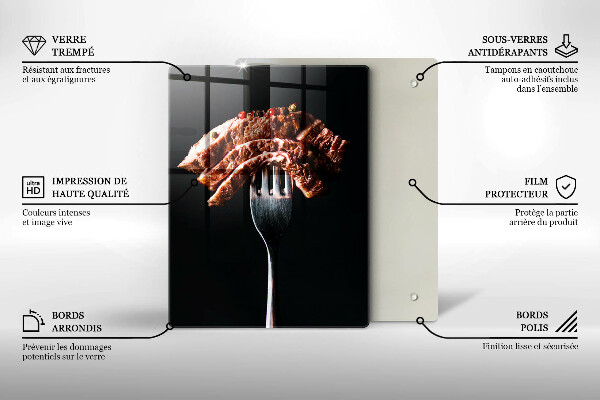 Glas Ceranfeldabdeckung Fleisch auf einer Gabel