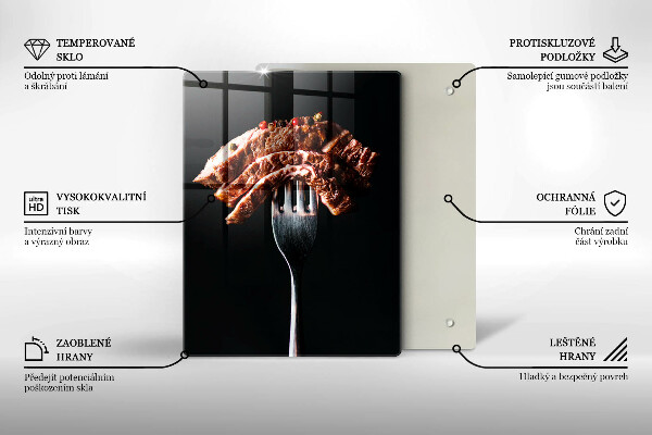 Glas Ceranfeldabdeckung Fleisch auf einer Gabel