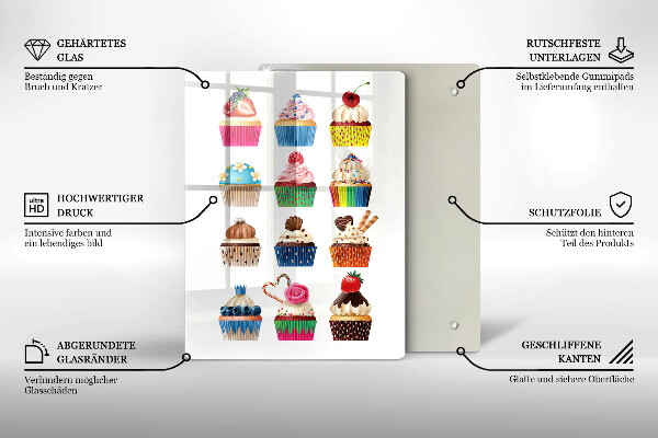 Glas Ceranfeldabdeckung Cupcake-Illustration